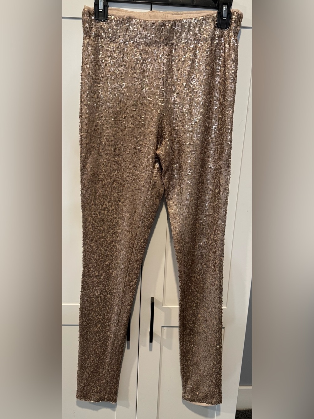 Sequin Skinny Pants in Champagne - Womens